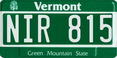 VT license plate NIR815