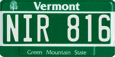 VT license plate NIR816