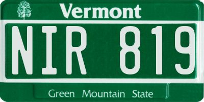 VT license plate NIR819