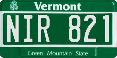 VT license plate NIR821