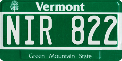 VT license plate NIR822