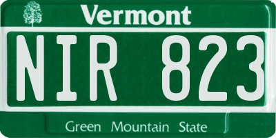 VT license plate NIR823
