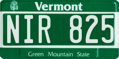 VT license plate NIR825