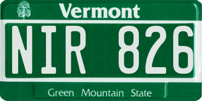 VT license plate NIR826