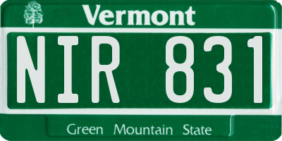 VT license plate NIR831