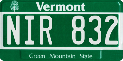 VT license plate NIR832