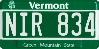 VT license plate NIR834