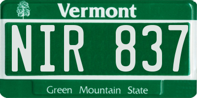 VT license plate NIR837