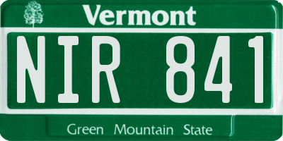 VT license plate NIR841