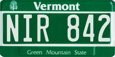 VT license plate NIR842