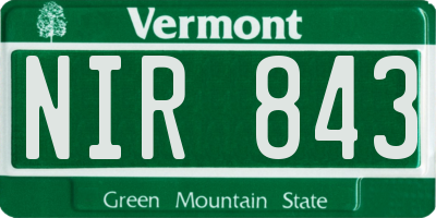 VT license plate NIR843