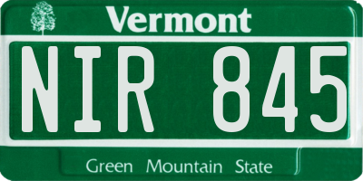 VT license plate NIR845