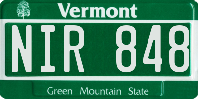 VT license plate NIR848