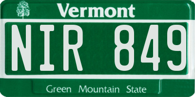 VT license plate NIR849