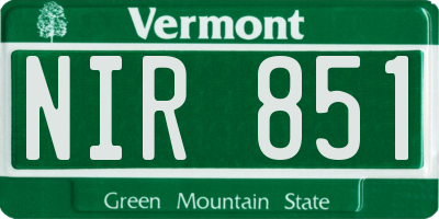 VT license plate NIR851