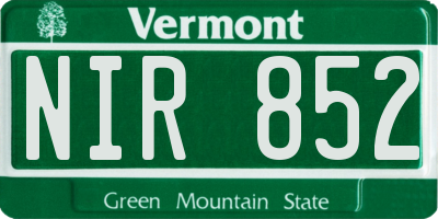 VT license plate NIR852