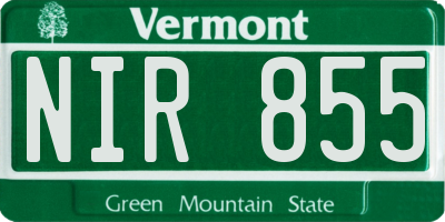 VT license plate NIR855