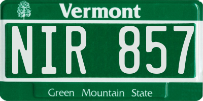VT license plate NIR857