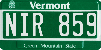 VT license plate NIR859
