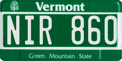 VT license plate NIR860