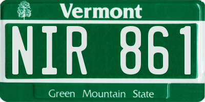VT license plate NIR861
