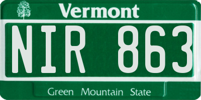 VT license plate NIR863