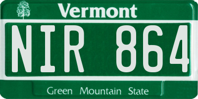 VT license plate NIR864