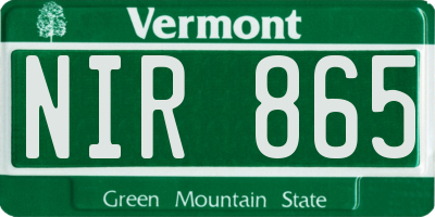 VT license plate NIR865