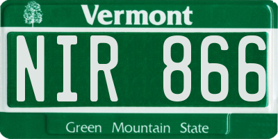 VT license plate NIR866