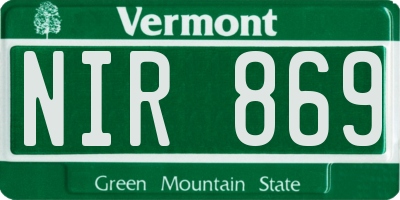 VT license plate NIR869