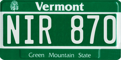 VT license plate NIR870