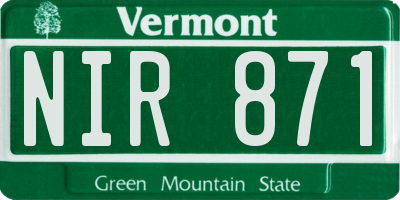 VT license plate NIR871