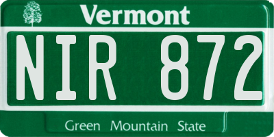 VT license plate NIR872