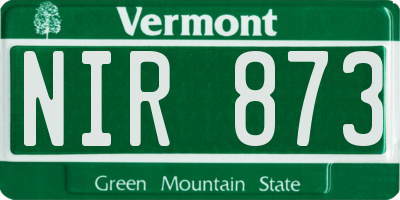 VT license plate NIR873