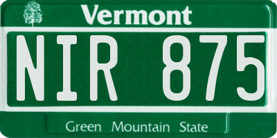 VT license plate NIR875