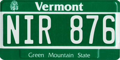 VT license plate NIR876