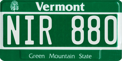 VT license plate NIR880
