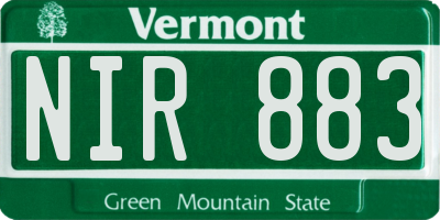VT license plate NIR883