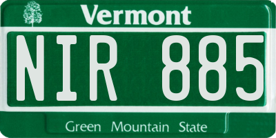 VT license plate NIR885