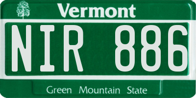 VT license plate NIR886