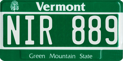 VT license plate NIR889