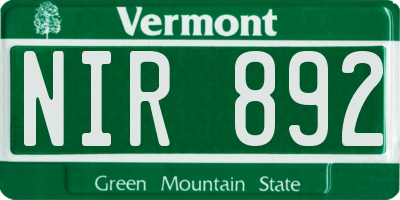 VT license plate NIR892