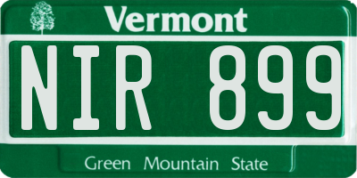 VT license plate NIR899