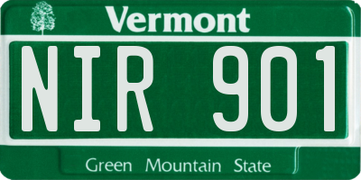 VT license plate NIR901