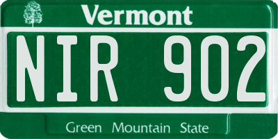 VT license plate NIR902