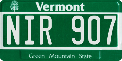 VT license plate NIR907