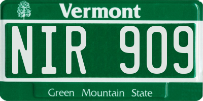 VT license plate NIR909