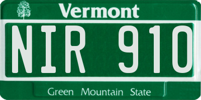VT license plate NIR910