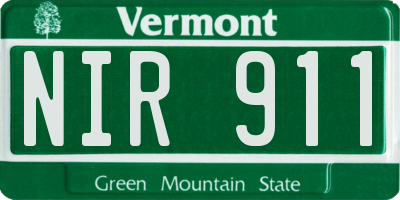 VT license plate NIR911