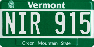 VT license plate NIR915